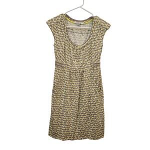 Boden Scoop Neck Above The Knee Margot Jersey Dress Pockets Yellow Geo Size 2P